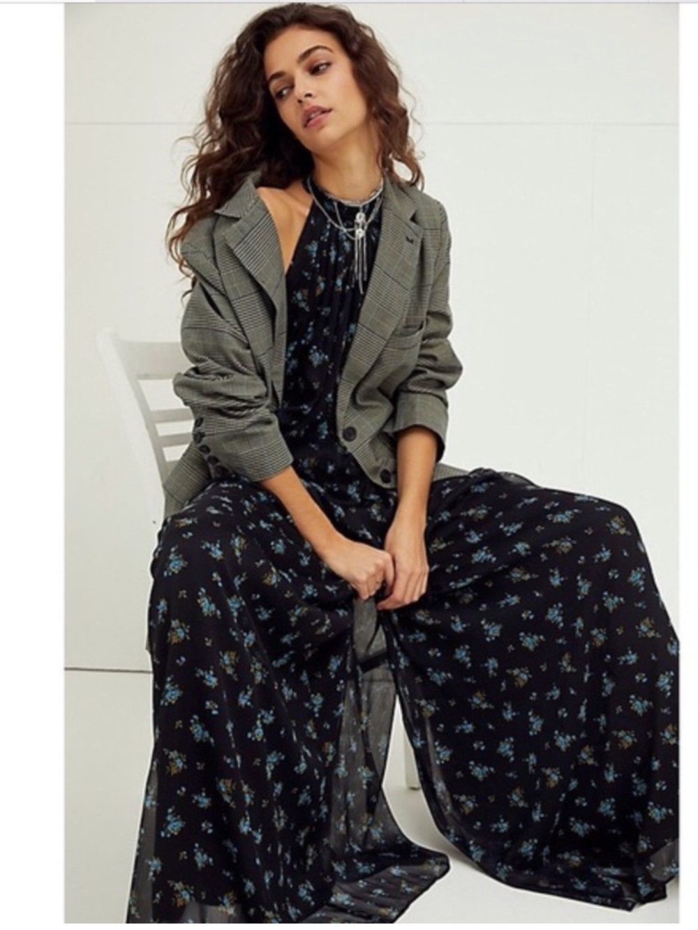 Free People The Edge Of Love Jumpsuit Black Motif Sz XS